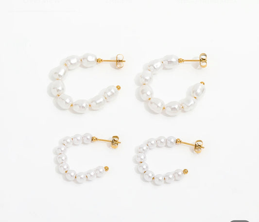 Pearl hoop earrings